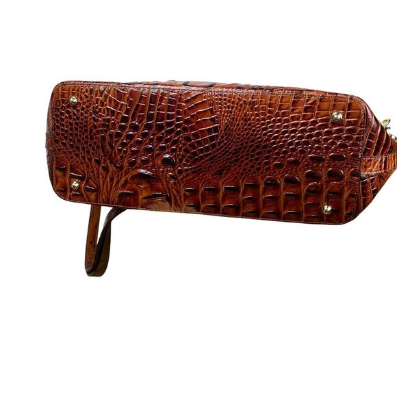 Brahmin Satchel Duxbury Structured Embossed Leather Brown Work Luxury Crossbody - Picture 8 of 15